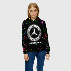 Толстовка-худи женская Mercedes конфети, цвет: 3D-черный — фото 2