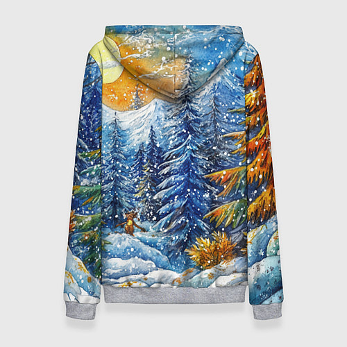 Женская толстовка Новогодние елки в лесу масляные краски / 3D-Меланж – фото 2