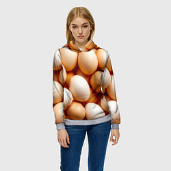 Толстовка-худи женская Яйца, цвет: 3D-меланж — фото 2