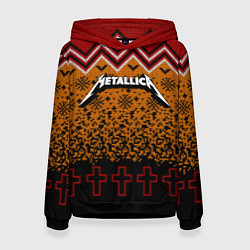 Толстовка-худи женская Metallica christmas ugly sweater, цвет: 3D-черный