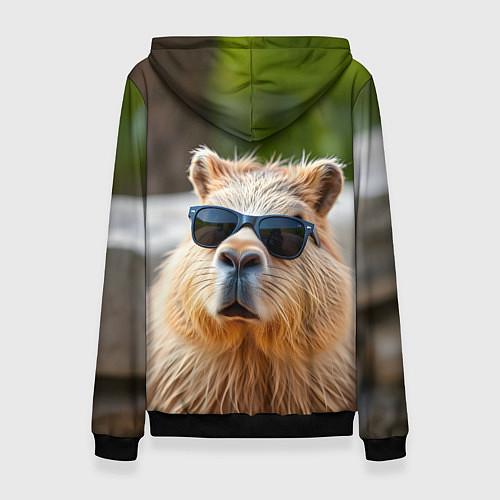 Женская толстовка Модная капибара в темных очках / 3D-Черный – фото 2