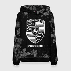 Толстовка-худи женская Снежный Porsche, цвет: 3D-черный