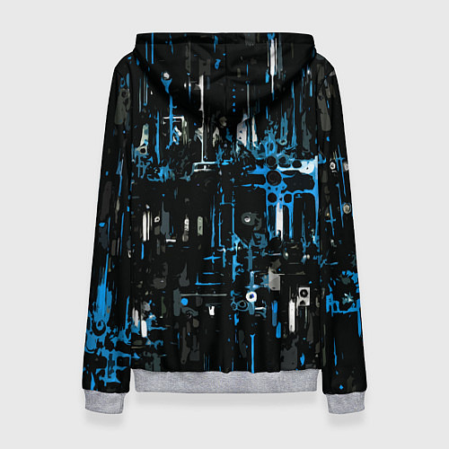 Женская толстовка Бело-синяя тревожная абстракция на чёрном фоне / 3D-Меланж – фото 2