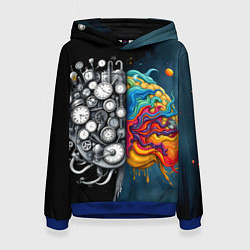 Толстовка-худи женская Креативный мозг, цвет: 3D-синий