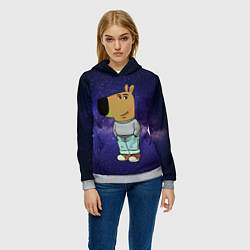 Толстовка-худи женская Чиловый парень в космосе, цвет: 3D-меланж — фото 2