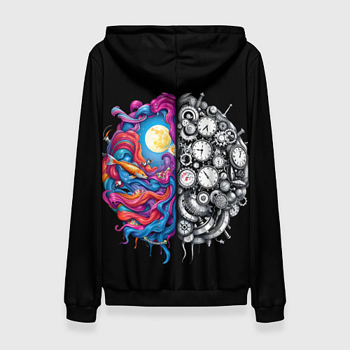 Женская толстовка Правое и левое полушарие / 3D-Черный – фото 2