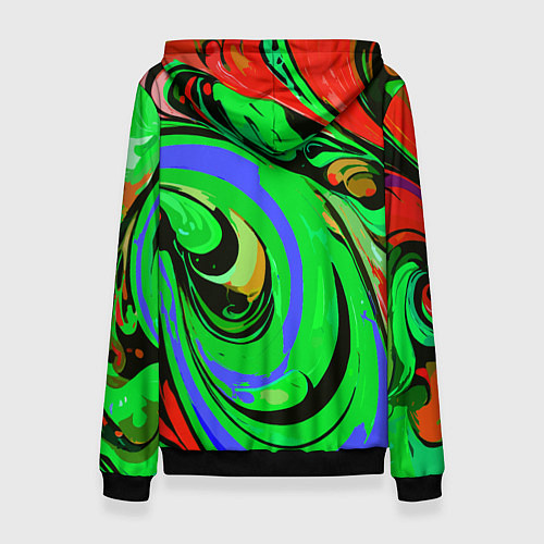 Женская толстовка Красно-зелёный узор / 3D-Черный – фото 2