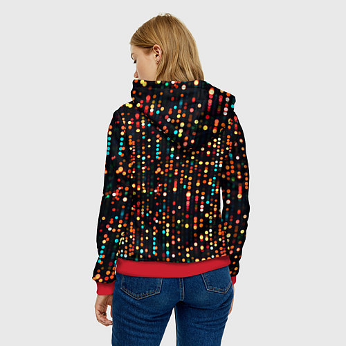Женская толстовка Мерцающие новогодние гирлянды / 3D-Красный – фото 4