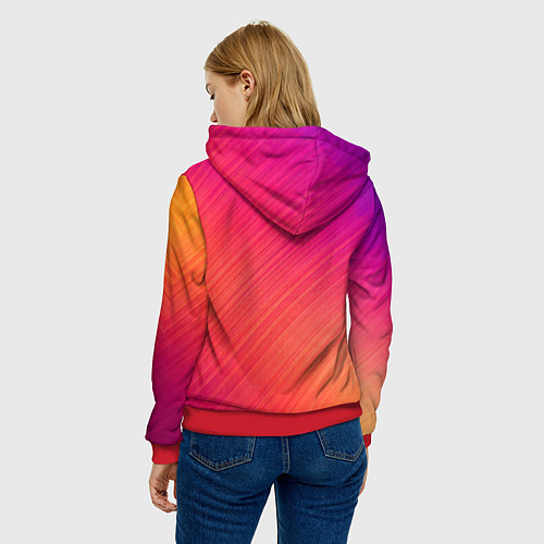 Женская толстовка Градиент в косую полоску / 3D-Красный – фото 4