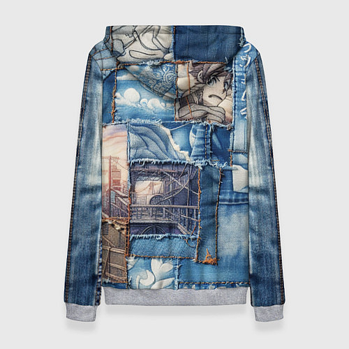 Женская толстовка Пэчворк с мотивами аниме / 3D-Меланж – фото 2