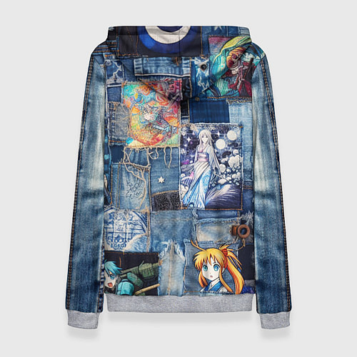 Женская толстовка Микс аниме и пэчворк / 3D-Меланж – фото 2