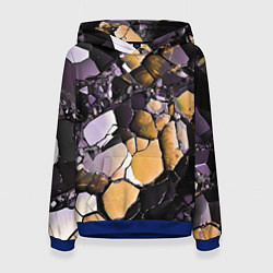 Толстовка-худи женская Чёрно-жёлтый камень, цвет: 3D-синий