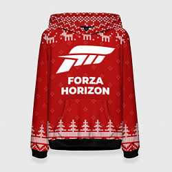 Толстовка-худи женская Новогодний Forza Horizon с оленями, цвет: 3D-черный