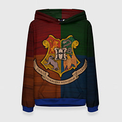 Толстовка-худи женская Hogwarts emblem, цвет: 3D-синий