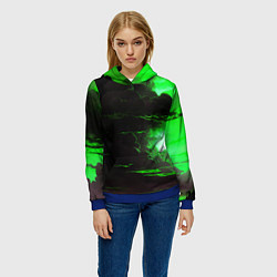Толстовка-худи женская Кислотный зелёный закат, цвет: 3D-синий — фото 2
