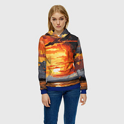 Толстовка-худи женская Багровый закат, цвет: 3D-синий — фото 2