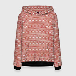 Толстовка-худи женская Коричнево-розовый простой узор, цвет: 3D-черный