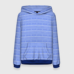 Толстовка-худи женская Бело-голубой простой узор, цвет: 3D-синий