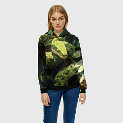 Толстовка-худи женская Змея в траве, цвет: 3D-черный — фото 2