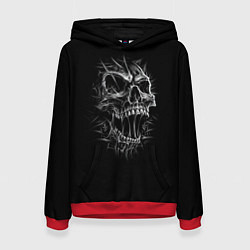 Толстовка-худи женская Череп с шипами, цвет: 3D-красный