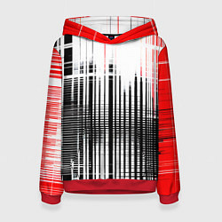 Толстовка-худи женская Красно-чёрный гранж на белом фоне, цвет: 3D-красный