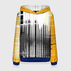 Толстовка-худи женская Жёлто-чёрный гранж на белом фоне, цвет: 3D-синий