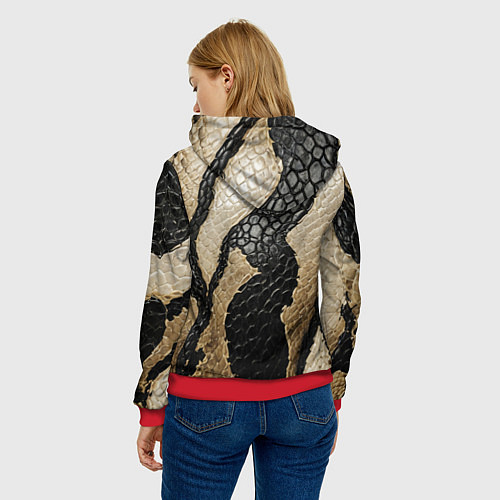Женская толстовка В коже рептилии / 3D-Красный – фото 4