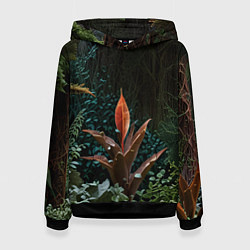 Толстовка-худи женская Объемные растения, цвет: 3D-черный