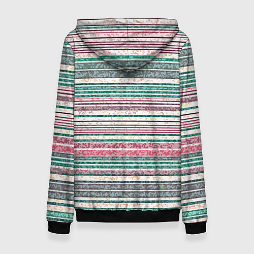 Женская толстовка Светлый зелёно-розовый текстурированные полосы / 3D-Черный – фото 2