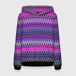 Толстовка-худи женская Сиренево-розовый узоры, цвет: 3D-черный