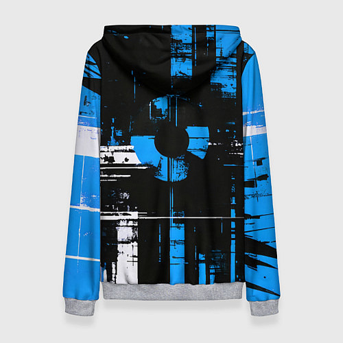 Женская толстовка Сине-белый гранж на чёрном фоне / 3D-Меланж – фото 2