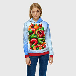 Толстовка-худи женская Змеи к нам приходят 2025, цвет: 3D-красный — фото 2