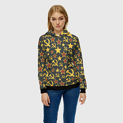 Толстовка-худи женская Серп и Молот - СССР, цвет: 3D-черный — фото 2