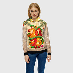 Толстовка-худи женская Веселая змея 2025, цвет: 3D-черный — фото 2