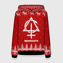 Толстовка-худи женская Новогодний Behemoth с оленями, цвет: 3D-черный
