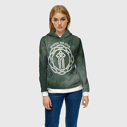 Толстовка-худи женская Символ чур - природа мой храм, цвет: 3D-белый — фото 2