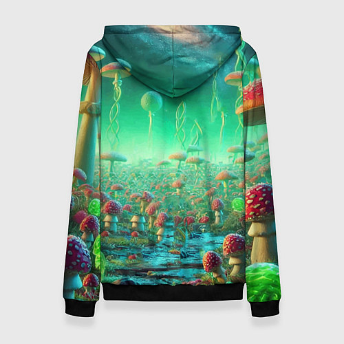 Женская толстовка Рик и Морти изучают планету мухоморов - нейроарт ф / 3D-Черный – фото 2