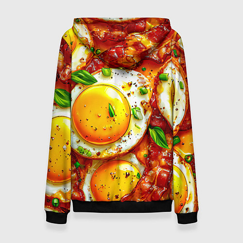 Женская толстовка Яичница с беконом / 3D-Черный – фото 2