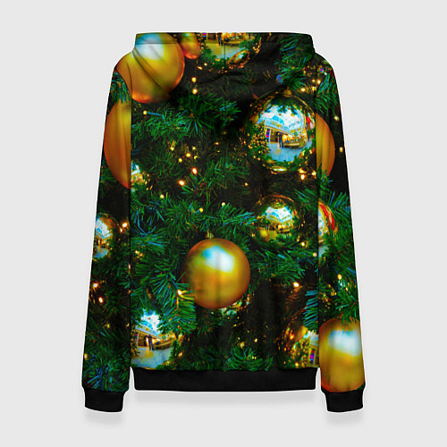 Женская толстовка Новогодние украшения на ветках / 3D-Черный – фото 2