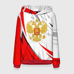 Толстовка-худи женская Российский красный - герб, цвет: 3D-красный