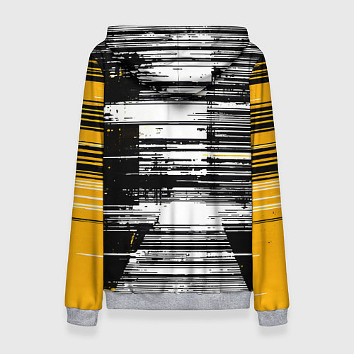 Женская толстовка Горизонтальные чёрные линии на бело-жёлтом фоне / 3D-Меланж – фото 2