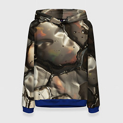 Толстовка-худи женская Жидкая субстанция светло-коричневая, цвет: 3D-синий