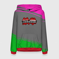 Толстовка-худи женская Tekken краски неоновые, цвет: 3D-красный