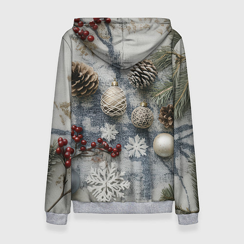 Женская толстовка Новогодние игрушки и шишки / 3D-Меланж – фото 2