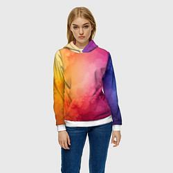 Толстовка-худи женская Облака краски, цвет: 3D-белый — фото 2