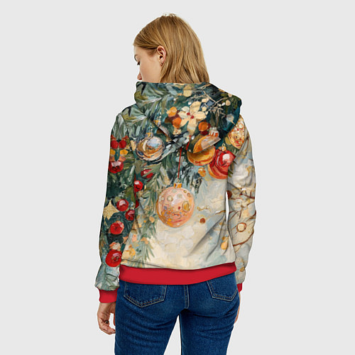 Женская толстовка Большие и маленькие новогодние шары / 3D-Красный – фото 4