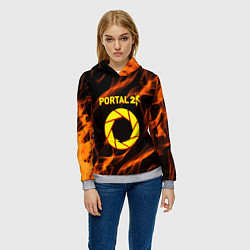 Толстовка-худи женская Portal flame steel, цвет: 3D-меланж — фото 2
