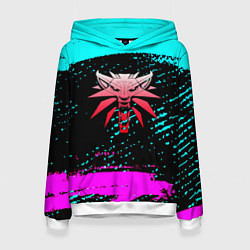 Толстовка-худи женская The Witcher неоновые краски, цвет: 3D-белый