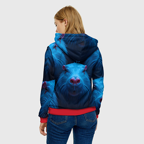 Женская толстовка Синие капибары / 3D-Красный – фото 4