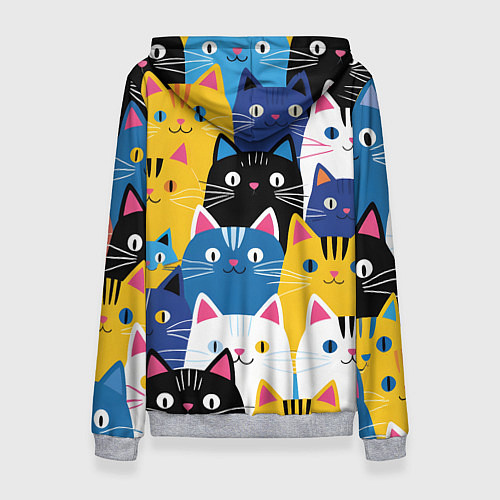 Женская толстовка Много цветных котиков / 3D-Меланж – фото 2